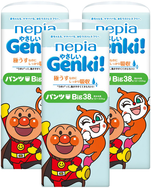 Genki nepia 王子 日本製麵包超人拉拉褲 12~22kg, XL, 114片