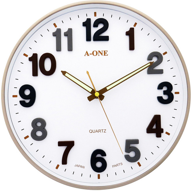A-ONE 金吉星 超靜音3D立體數字掛壁時鐘 台灣製造, 白色 + 金色
