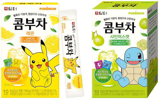 담터 포켓몬 콤부차 레몬 5g 10p + 샤인머스캣 5g 10p, 1세트