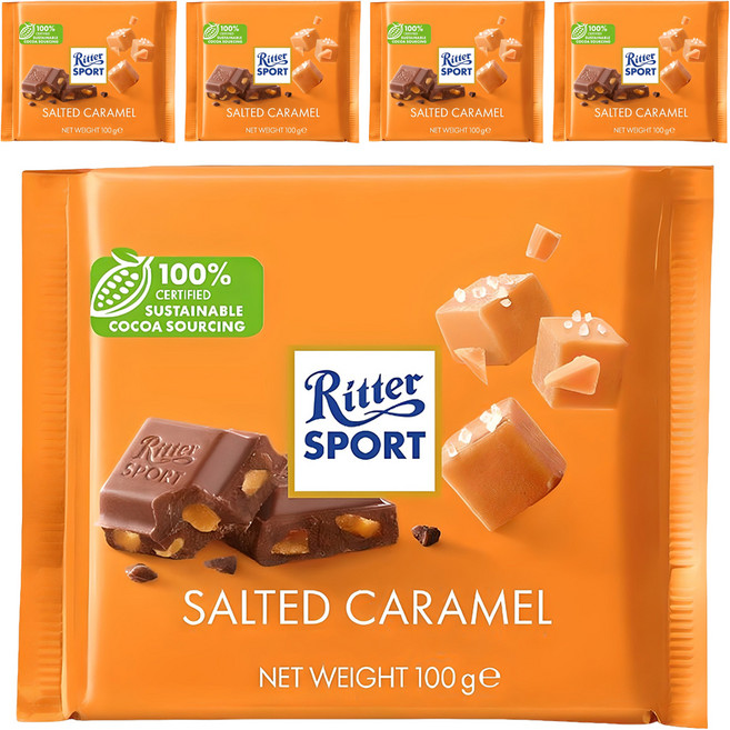 Ritter Sport 可可製品 鹽味焦糖口味, 100g, 5片