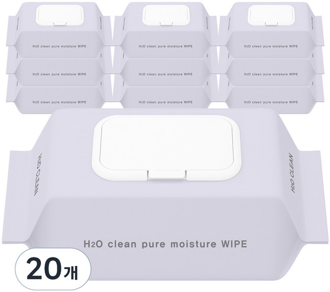H2O클린 초순수 엠보싱 물티슈 캡형, 50g, 100매, 20개