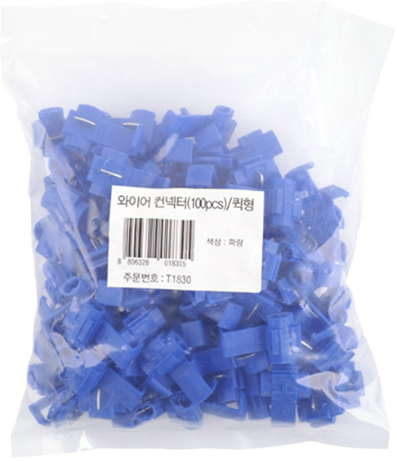 컴스 와이어 커넥터 퀵형 블루 T1830 100p, 1개