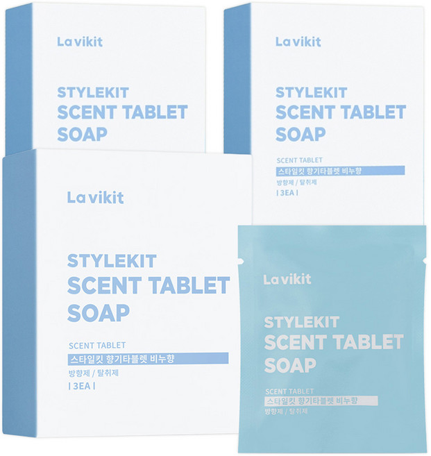 라비킷 스타일킷 향기 타블렛 비누향 섬유탈취제 리필, 34g, 3개