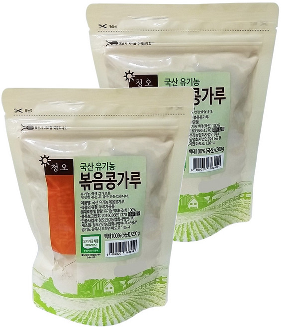 청오건강 국산 볶음 콩가루, 2개, 200g