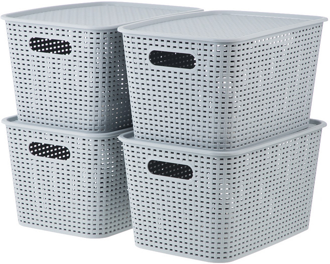 코멧 라탄 펜트리 수납 정리함, 그레이, 4개