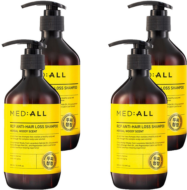 메디올 알시피 안티 헤어 로스 탈모완화 기능성샴푸 우디향, 300ml, 4개