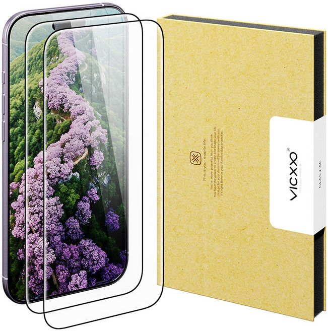 빅쏘 고투명 아이폰 강화유리 휴대폰 액정보호필름 2매, 1세트