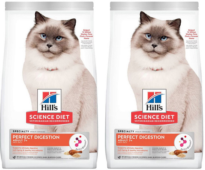 Hill's 希爾思 SCIENCE DIET 成貓7歲以上完美消化特調食譜, 2袋, 3.5lb, 雞肉+大麥+全燕麥