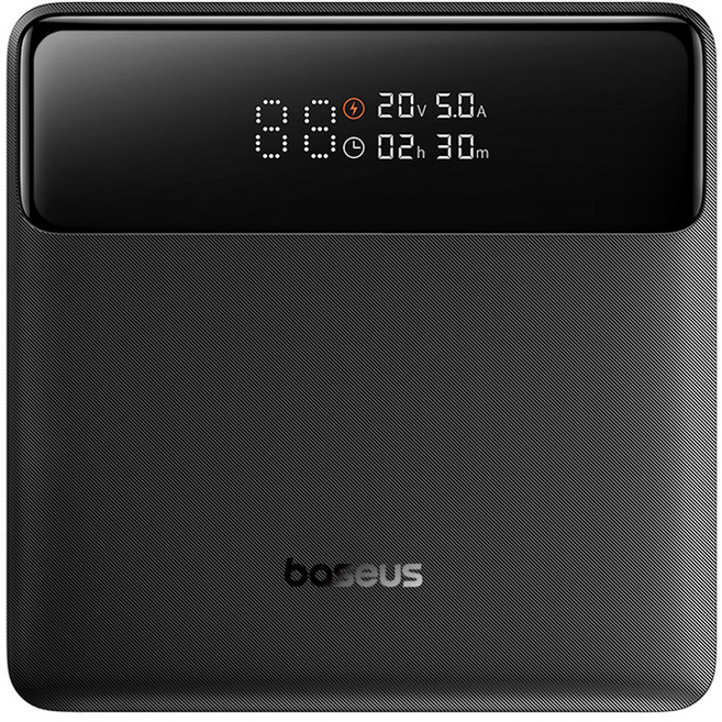 베이스어스 블레이드 H1 100W HD 슬림 노트북 고출력 LED 디스플레이 보조배터리 20000mAh C타입 + C to C 100W 초고속충전 케이블 50cm, 블랙