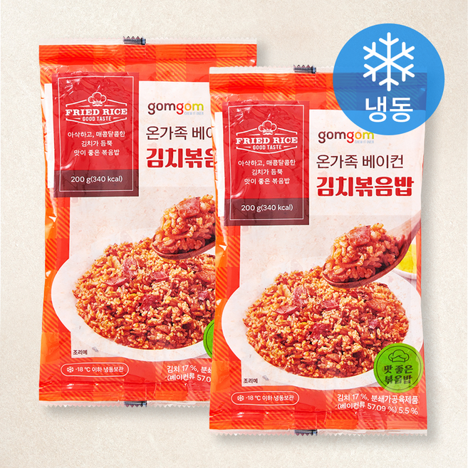 곰곰 온가족 베이컨 김치볶음밥 (냉동), 200g, 2개