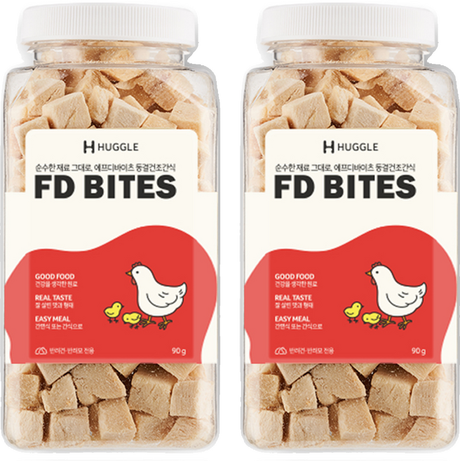 허글 반려동물 에프디바이츠 동결건조간식, 닭고기, 90g, 2개