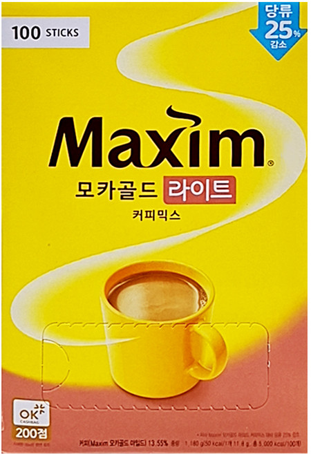 Maxim 麥心 摩卡減糖經典三合一咖啡, 11.8g, 100條, 1盒