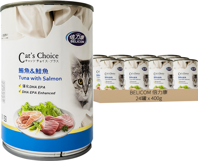 BELICOM 倍力康 大貓罐, 鮪魚 + 鮭魚, 400g, 24罐