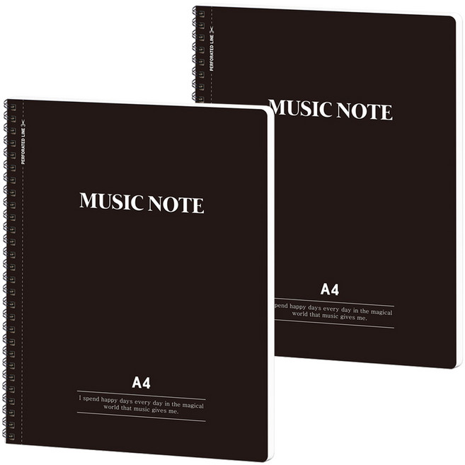 뭉구 뜯어쓰는 A4 절취선 음악노트, 블랙, 2개