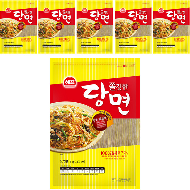 해표 쫄깃한 당면, 1kg, 6개