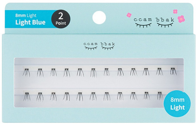 깜빡 인조 가닥속눈썹 패키지버전 8mm 라이트 2기둥, 블랙, 1개