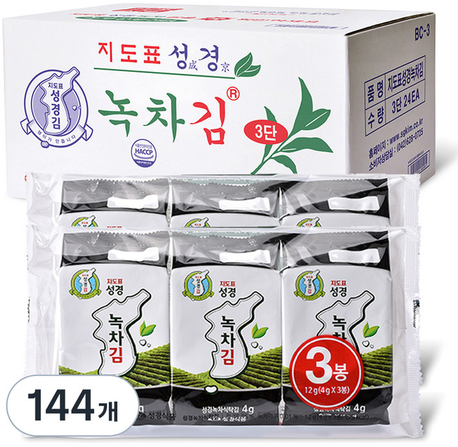 지도표 성경 녹차김, 4g, 144개