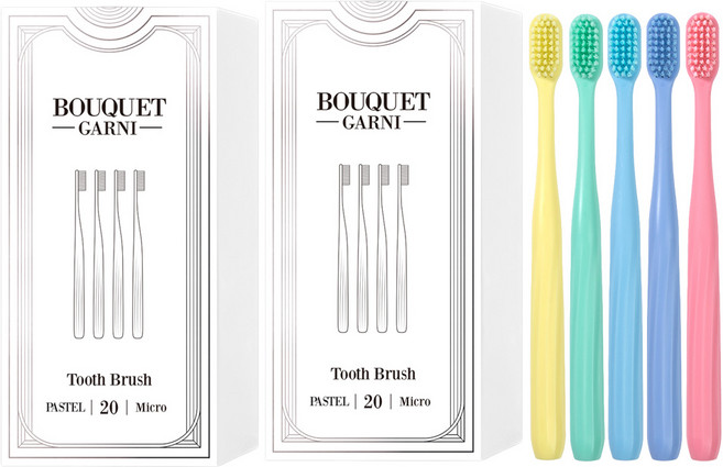 부케가르니 딥 클리어 2중 미세모 파스텔 칫솔, 20개입, 2개