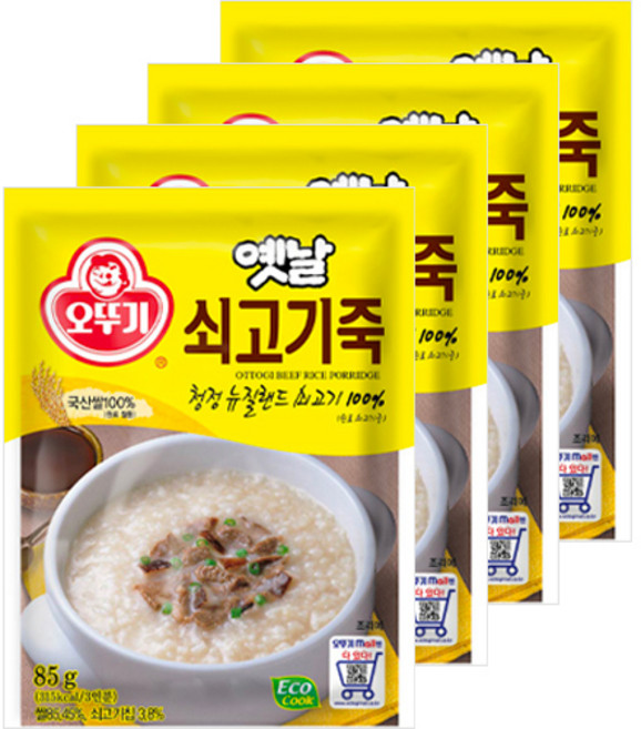 오뚜기 옛날 쇠고기죽, 85g, 4개