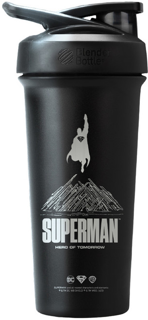Blender Bottle DC聯名款 Strada Sleek 不鏽鋼杯 25oz, 超人鋼鐵英雄 黑色, 740ml, 1個