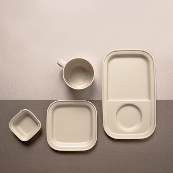 Nineware All-Dinery 早午餐杯盤組, 復古象牙色, 餐盤+湯杯+醬料碟+方形盤