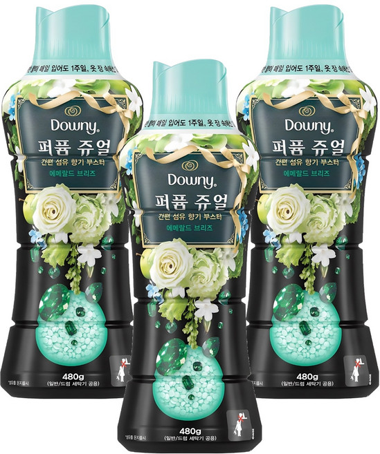 다우니 퍼퓸 쥬얼 에메랄드 브리즈 향기부스터, 480g, 3개