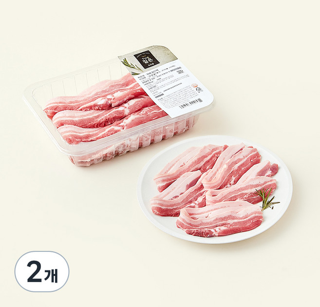 도드람 THE짙은(YBD) 미박삼겹살 구이용 (냉장), 600g, 2개