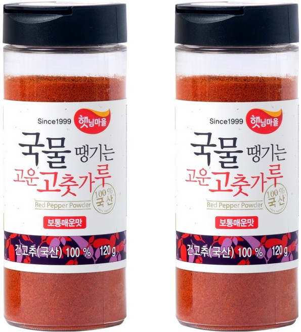 Haetnim Maeul 調味用韓國產細辣椒粉 中辣, 120g, 2罐