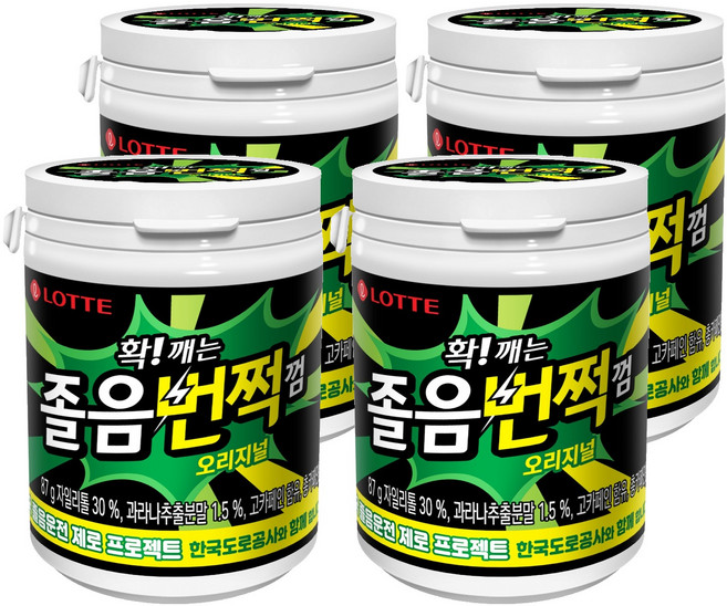 롯데웰푸드 졸음번쩍 껌 오리지널, 87g, 4개