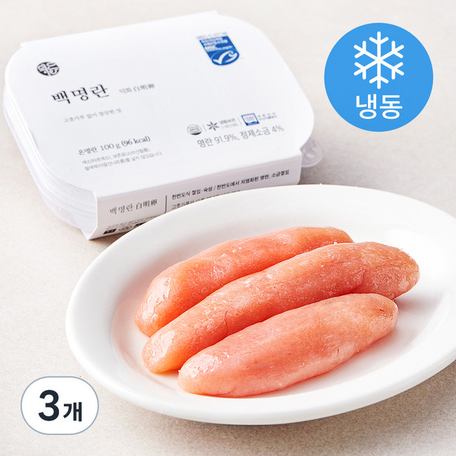 덕화명란 백명란 (냉동), 100g, 3개