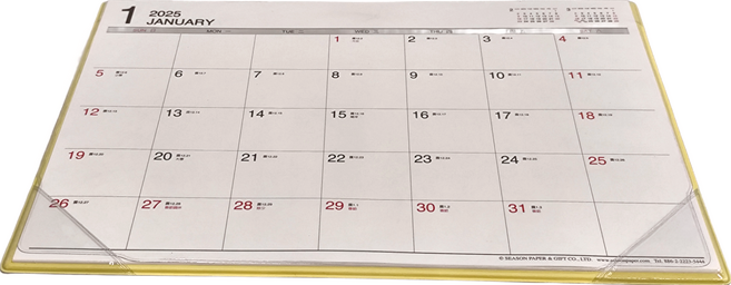 SEASON Paper&Gift 四季紙品禮品 2025年超值13開桌曆附墊, 粉黃, 1個
