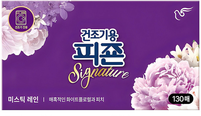피죤 건조기용 시그니처 시트 섬유유연제 미스틱레인 본품, 130개입, 1개