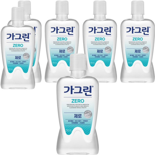 가그린 제로 구강청결제, 750ml, 6개