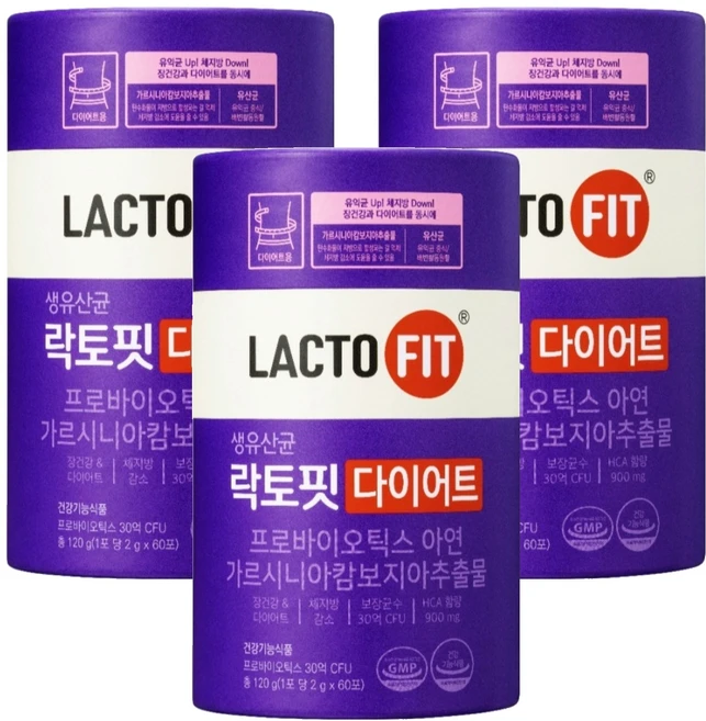 락토핏 정품 다이어트 유산균 60p, 120g, 3개 - 쿠팡