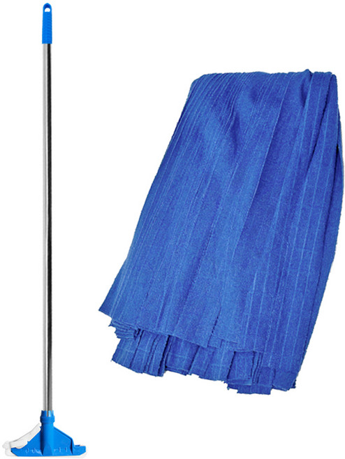 월드크린 바둑 극세사 마포걸레 270g + 고급 홀드 스텐마포대 137cm, 1세트, 블루, 랜덤발송(헤드, 손잡이)