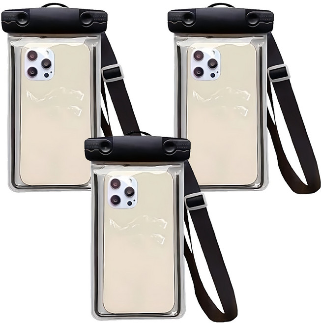 小麥購物 夜光防水手機袋 粗背帶 Y042 6.8吋以下手機適用 60g, 黑色, 3個