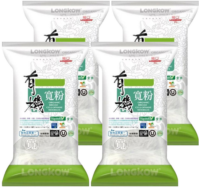 龍口 有機寬粉五把, 175g, 4包