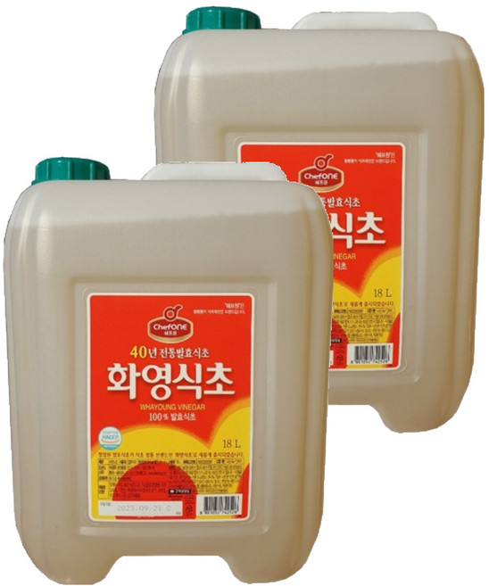 쉐프원 화영식초, 18L, 2개