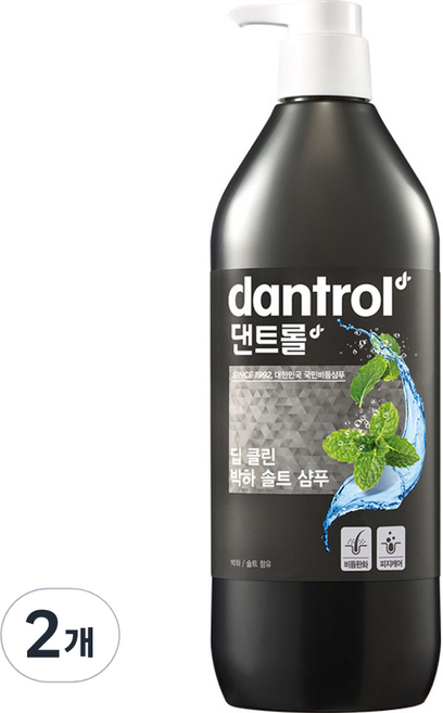 댄트롤 딥 클린 박하 솔트 샴푸, 820ml, 2개