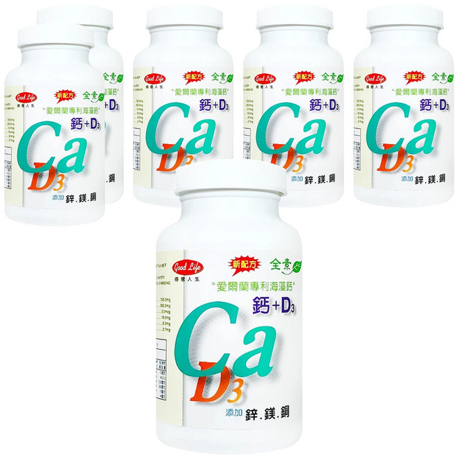 good Life 得意人生 愛爾蘭紅藻海藻鈣Ca + D3 歐寶鈣加強錠, 60顆, 6罐
