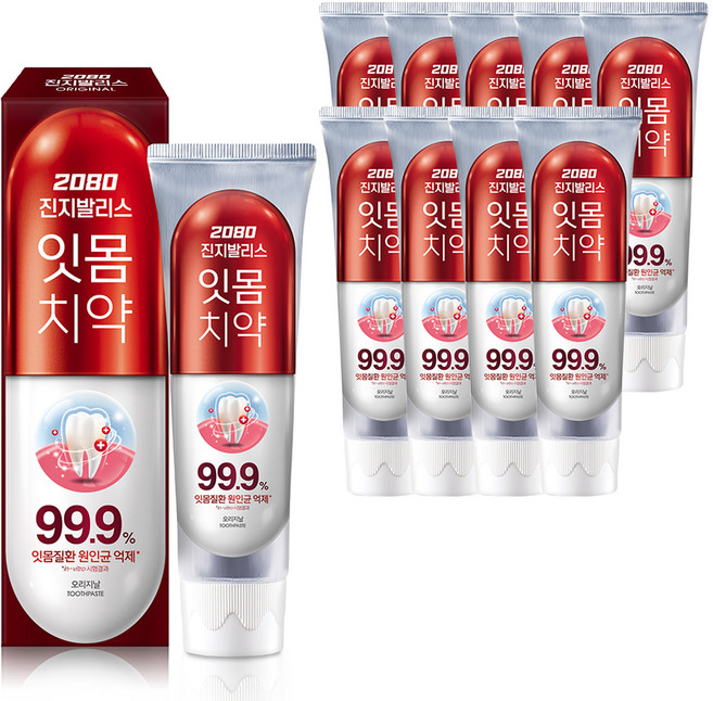 2080 진지발리스 오리지날 치약, 150g, 10개