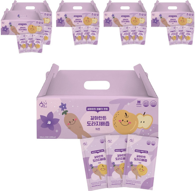 황금이네 국내산 아동용 갈아만든 도라지배즙, 100ml, 180개