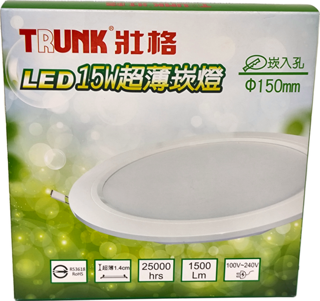 TRUNK 壯格 超薄崁燈 DL15012L-02 15W 6500K 15cm, 晝光色, 1個