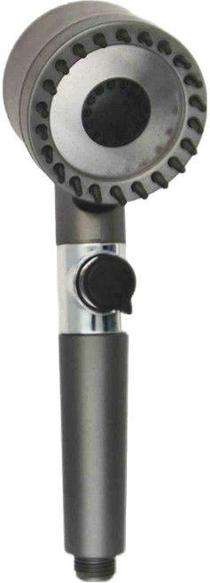 增壓按摩三檔旋鈕蓮蓬頭 7.4 x 26cm 250g, 1個, 灰色