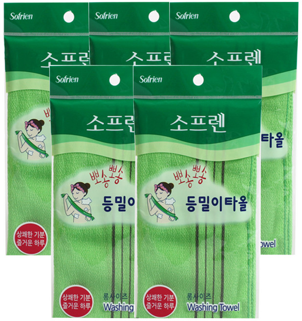 소프렌 등밀이 목욕타올, 혼합 색상, 1개입, 5개