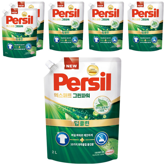 퍼실 엑스퍼트 그린파워 액상세제 리필, 2L, 6개