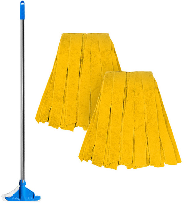 월드크린 고급 홀드 스텐 마포대 + 극세사 마포걸레 270g 2p 세트, 1세트, 노랑