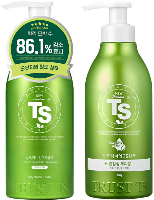 TS 뉴프리미엄 샴푸 500g + 민감성 두피용 샴푸 500g, 1세트