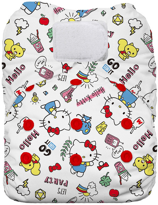 THiRSTiES AIO有機棉魔鬼氈一體式布尿布 SANRIO聯名款 0~36個月, Hello Kitty My Friends, 1件