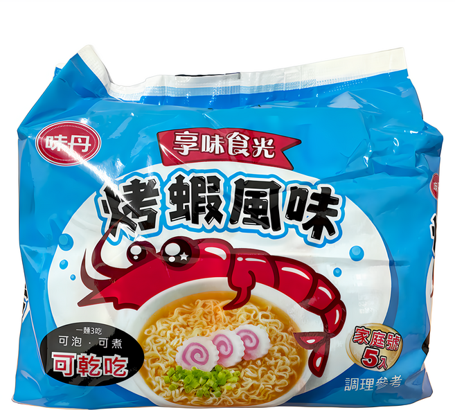 味丹 享味食光 烤蝦風味麵 70g, 5包